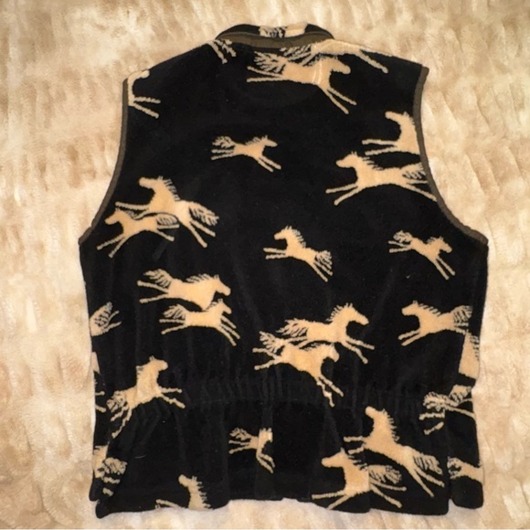 Tsunami Fleece Horse Vest Vintage 90s, Black, Gorpcore, Casual Western Rodeo EUC - Picture 9 of 9